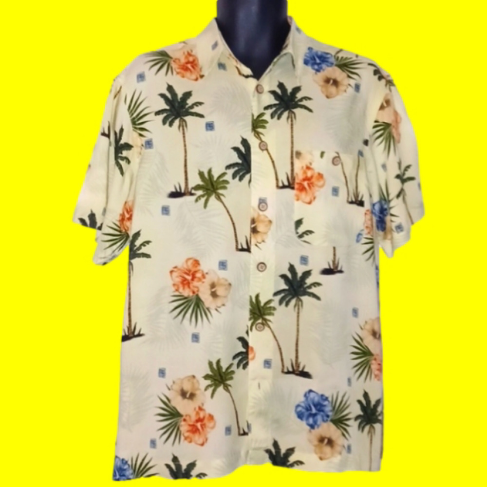 RON CHERESKIN Palm Tree Tropical Vacation Shirt, M
